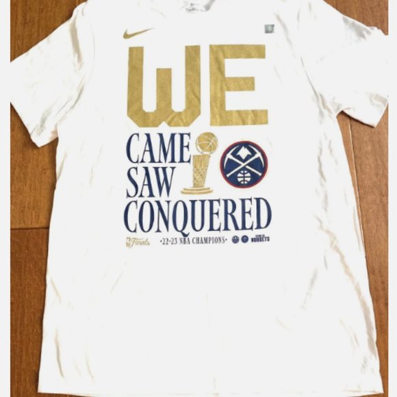 Nike White Denver Nuggets 2023 NBA Finals Champions Celebration Parade T-Shirt L - Picture 2 of 3